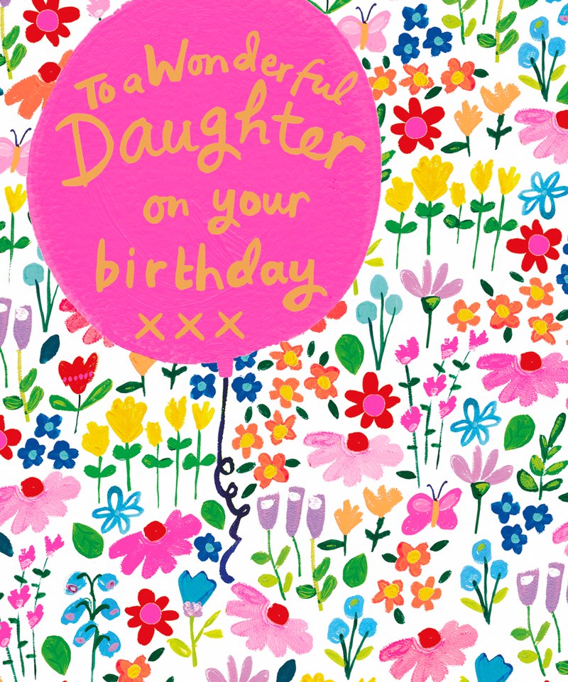 Birthday Daughter Ditsy Floral With Balloons