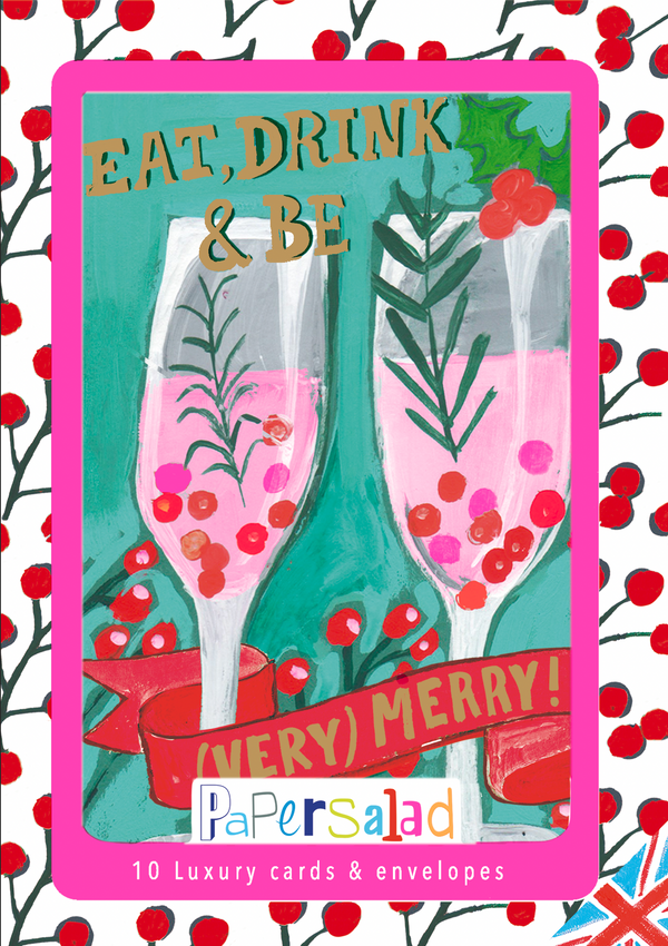 Eat, Drink & Be Very Merry (Pack Of 10 Cards)